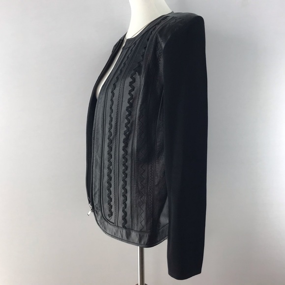 Vintage Nygard Collection Black Leather Front Mixed Media Jacket Size L - Picture 7 of 13